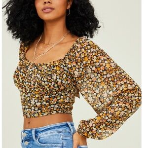 🤎⭐️NWOT Altar'd State Coquette Girl Floral Top